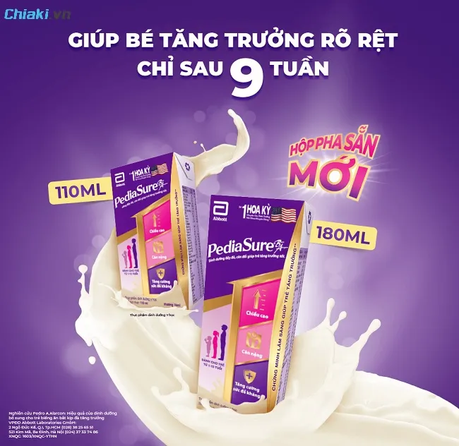 Sữa c&ocirc;ng thức pha sẵn Pediasure cải thiện c&acirc;n nặng cho b&eacute;