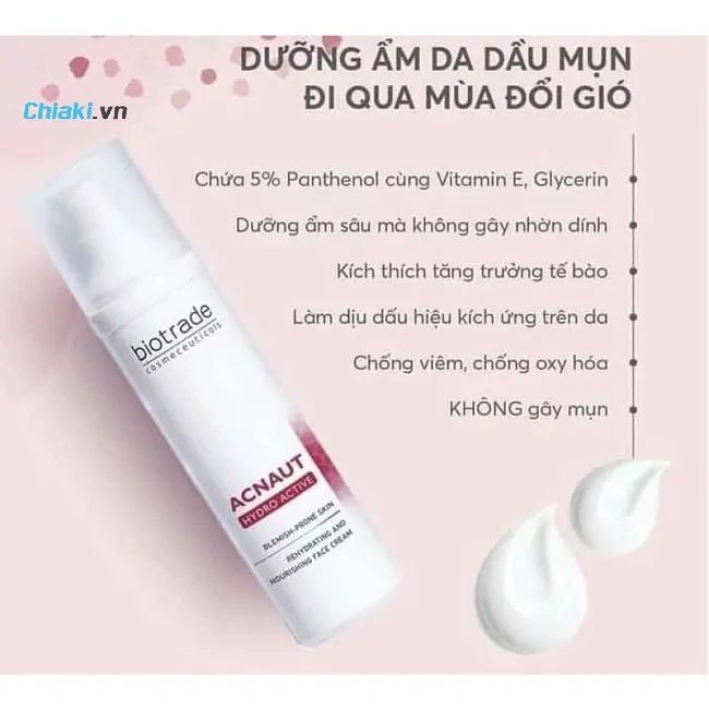 Kem dưỡng cho da dầu mụn Biotrade Acenaut Hydro Active Cream