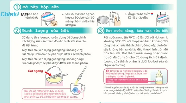 C&aacute;c bước pha sữa bột cho b&eacute; chuẩn Bộ Y Tế