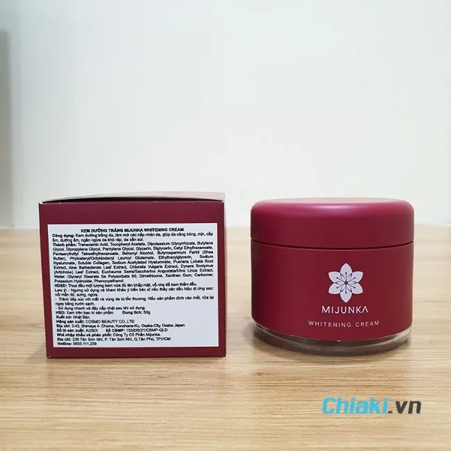 Kem dưỡng trắng da mặt cho da ngăm đen Mijunka Whitening Cream