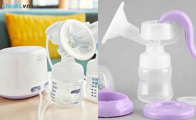 So s&aacute;nh m&aacute;y h&uacute;t sữa bằng tay v&agrave; m&aacute;y h&uacute;t sữa bằng điện