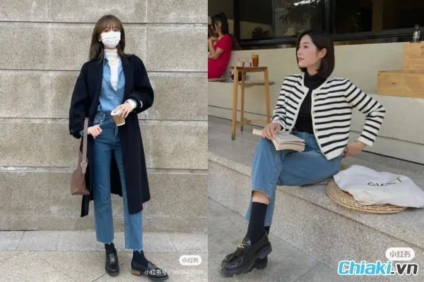 &Aacute;o len cao cổ + quần jean