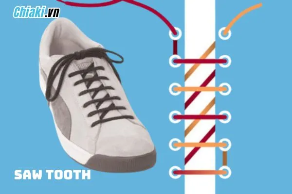 Buộc d&acirc;y gi&agrave;y kiểu Saw Tooth