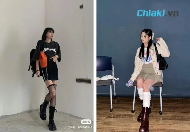 C&aacute;ch phối gi&agrave;y boot với tất cho nữ