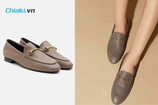 Gi&agrave;y nữ Pazzion Metal Buckle Loafers 01693638KA34 m&agrave;u kaki