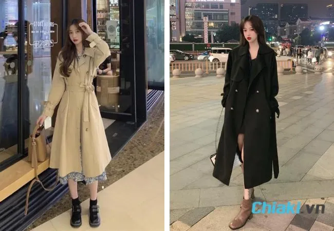 Phối &aacute;o kho&aacute;c măng t&ocirc; d&agrave;i với gi&agrave;y boot nữ cổ thấp
