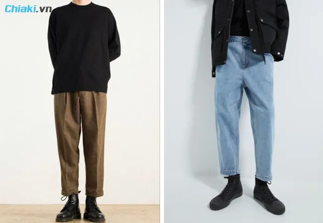 phối đồ với gi&agrave;y boot nam v&agrave; quần baggy