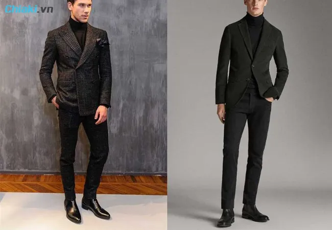 phối đồ với gi&agrave;y boot nam v&agrave; vest