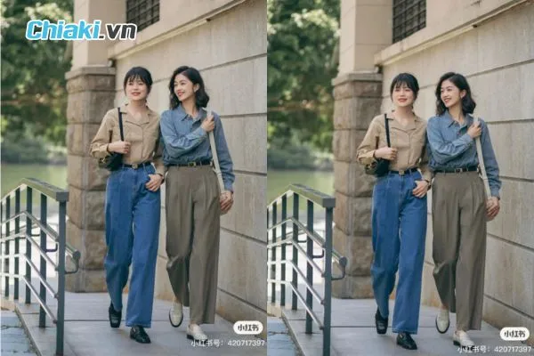 Phối đồ phong c&aacute;ch cổ điển mix c&ugrave;ng quần ống rộng culottes