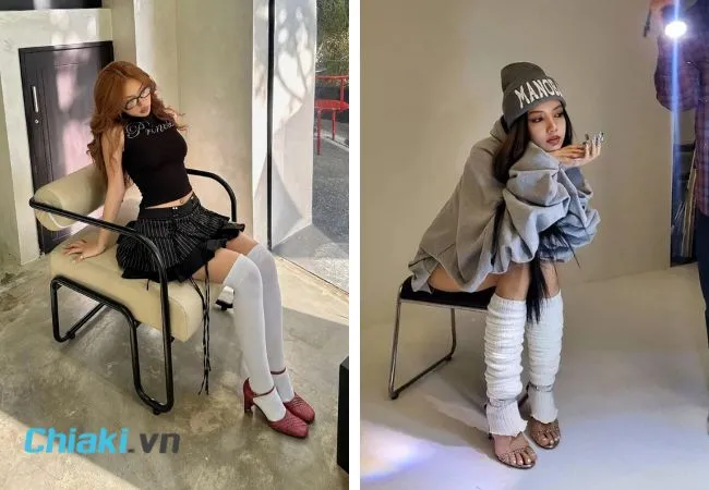 phối gi&agrave;y cao g&oacute;t với tất cho nữ
