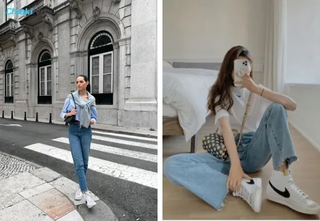 Phối gi&agrave;y Nike Blazer c&ugrave;ng phong c&aacute;ch đơn giản
