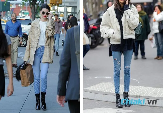 Phối quần skinny với gi&agrave;y boot nữ cổ thấp