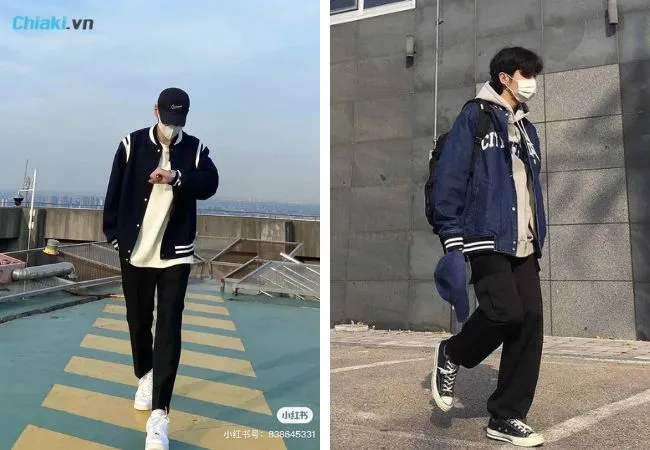 Quần ống thụng + bomber