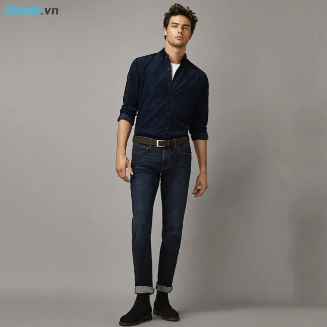 C&aacute;ch phối gi&agrave;y cổ cao nam với quần jeans