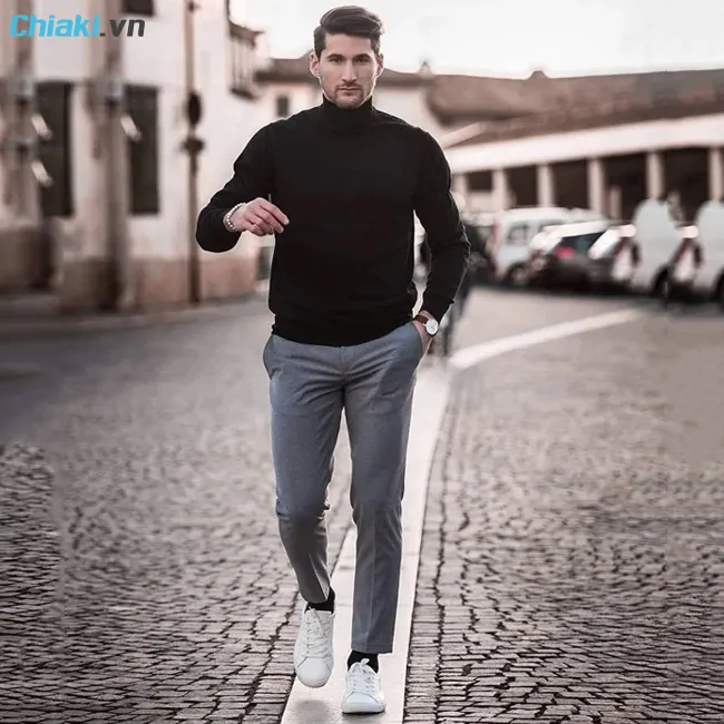 C&aacute;ch phối gi&agrave;y sneaker nam với &aacute;o sweater