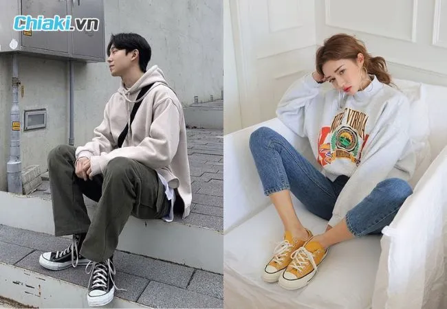 Hoodie quần jean v&agrave; Converse