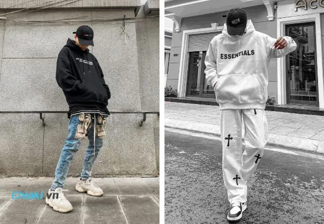Kết hợp &aacute;o hoodie v&agrave; gi&agrave;y trắng nam