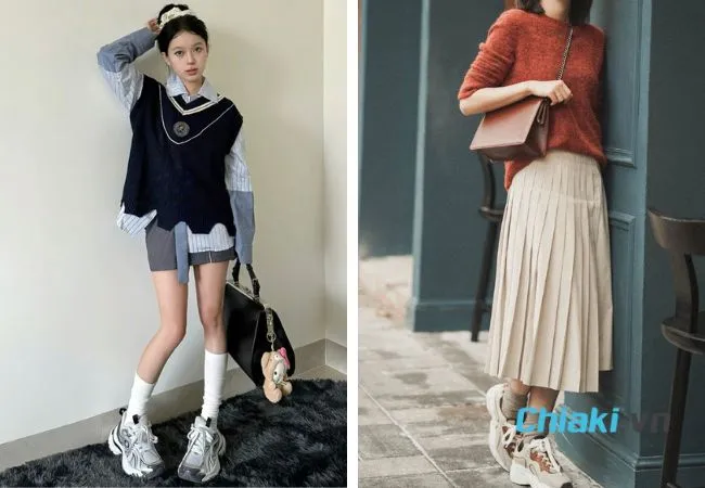 Mix đồ với gi&agrave;y sneaker nữ v&agrave; &aacute;o len