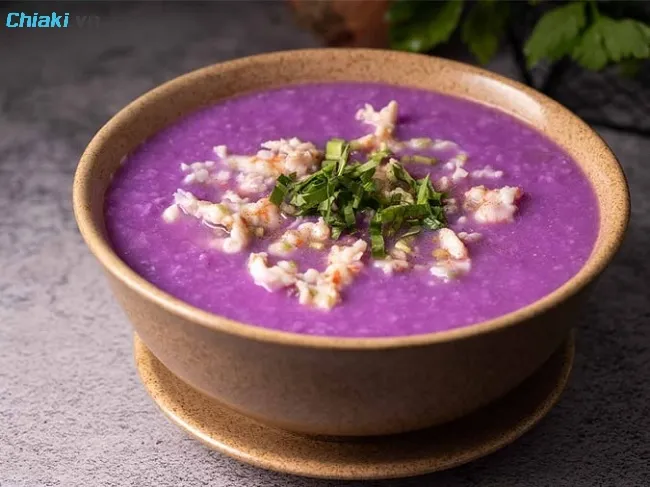 Ch&aacute;o khoai mỡ thịt t&ocirc;m hỗ trợ ti&ecirc;u h&oacute;a v&agrave; thị lực