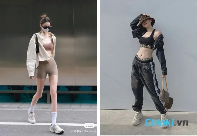 Phối &aacute;o bra sexy với gi&agrave;y sneaker nữ