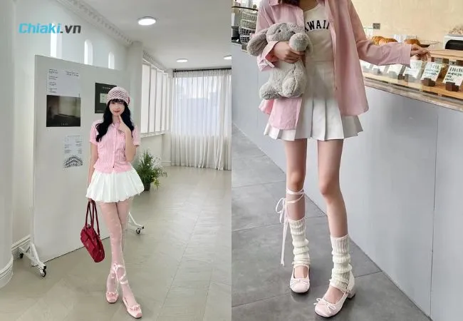 Gi&agrave;y b&uacute;p b&ecirc; mũi nhọn với &aacute;o sơ mi kh&ocirc;ng hề lỗi mốt