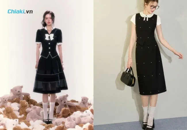 Phối đồ với gi&agrave;y b&uacute;p b&ecirc; c&oacute; quai với ch&acirc;n v&aacute;y d&agrave;i qua gối tạo diện mạo dịu d&agrave;ng