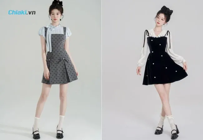  Gi&agrave;y b&uacute;p b&ecirc; đế cao với đầm liền th&acirc;n d&aacute;ng x&ograve;e khiến bạn t&ocirc;ng d&aacute;ng hơn