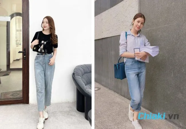 Phối đồ với gi&agrave;y sneaker nữ v&agrave; quần baggy