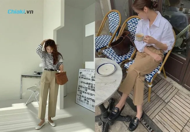 Phối gi&agrave;y b&uacute;p b&ecirc; với quần t&acirc;y c&ocirc;ng sở lịch sự, thoải m&aacute;i