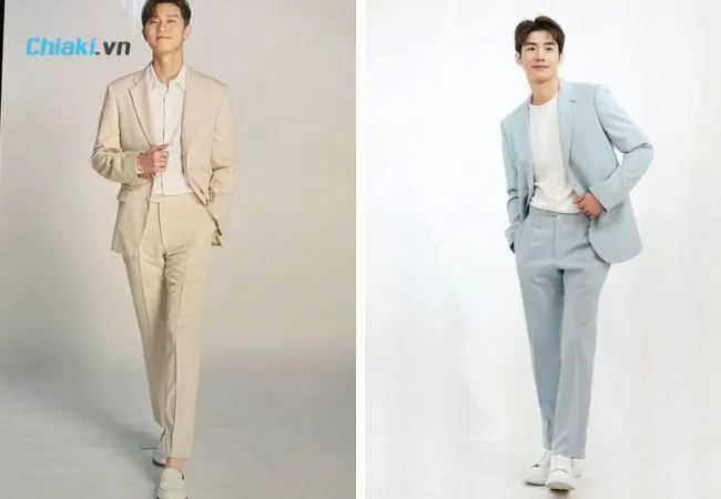 Phối gi&agrave;y trắng nam với Suit
