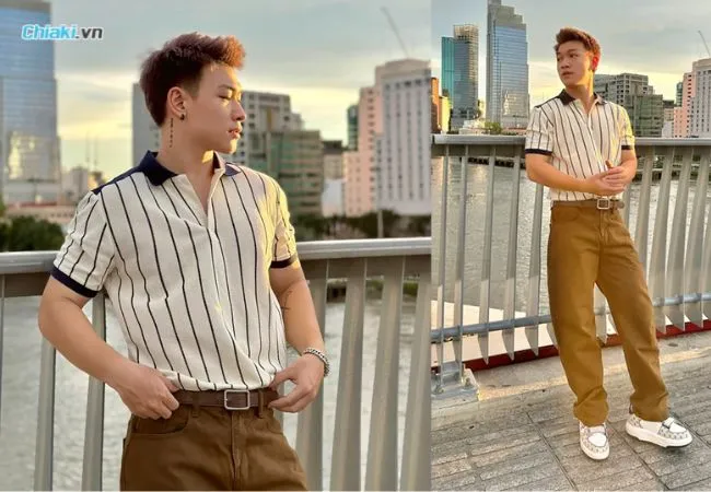 &Aacute;o Polo nam phối với quần kaki cực kỳ trendy
