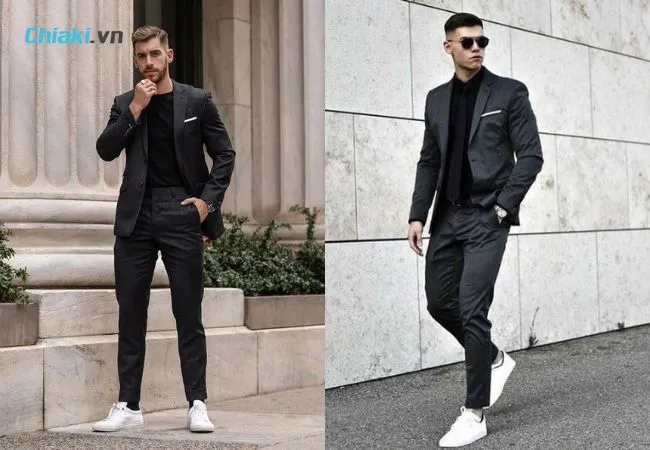 Gi&agrave;y thể thao phối c&ugrave;ng vest đen tạo được điểm nhấn cho phong c&aacute;ch năng động