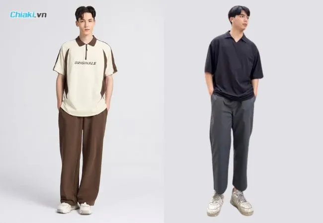 &Aacute;o Polo nam freesize kết hợp với quần Chinos