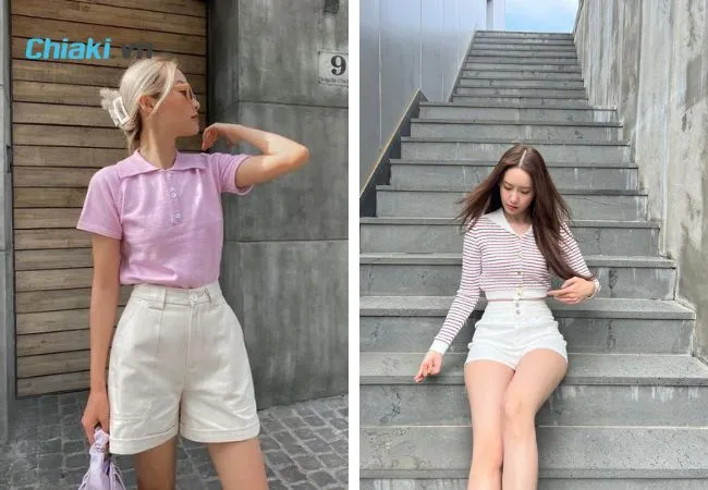 &Aacute;o polo nữ mix c&ugrave;ng quần short