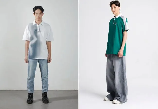 Mix&match &aacute;o Polo nam form rộng với quần jean năng động