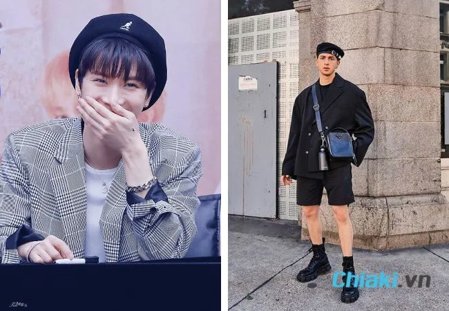 Mix mũ nam nồi với blazer