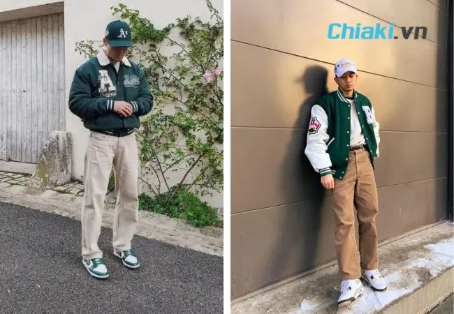 Phối &aacute;o b&oacute;ng ch&agrave;y với quần chinos