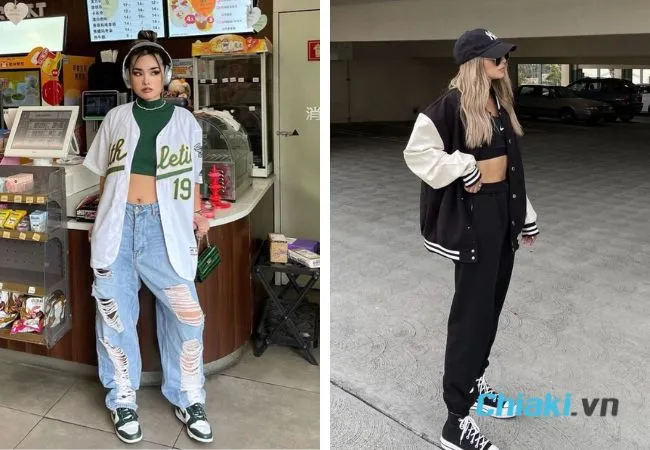 Phối đồ với &aacute;o b&oacute;ng ch&agrave;y v&agrave; &aacute;o croptop