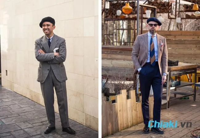 Phối đồ với mũ nồi nam v&agrave; suit