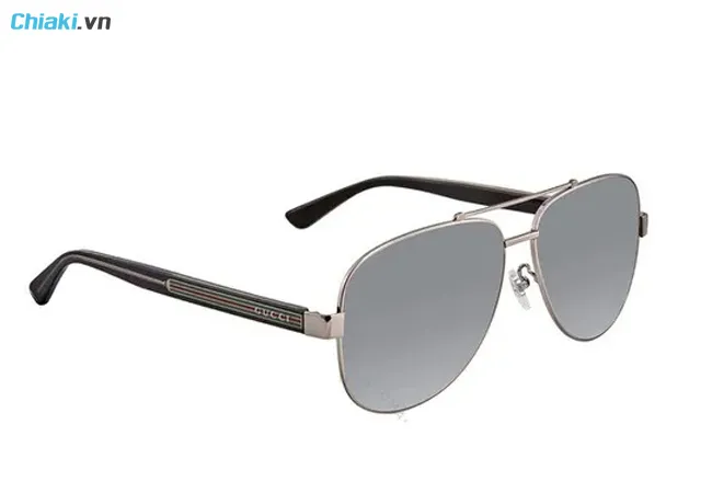 Mắt k&iacute;nh ph&acirc;n cực Aviator m&agrave;u x&aacute;m ph&acirc;n cực Gucci GG0528S 007 63