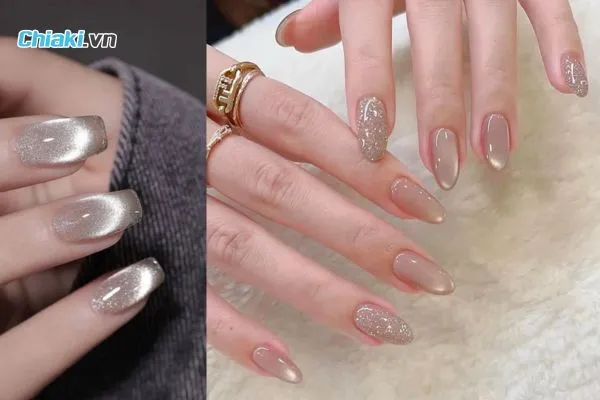 Nail mắt m&egrave;o hồng n&acirc;u trendy