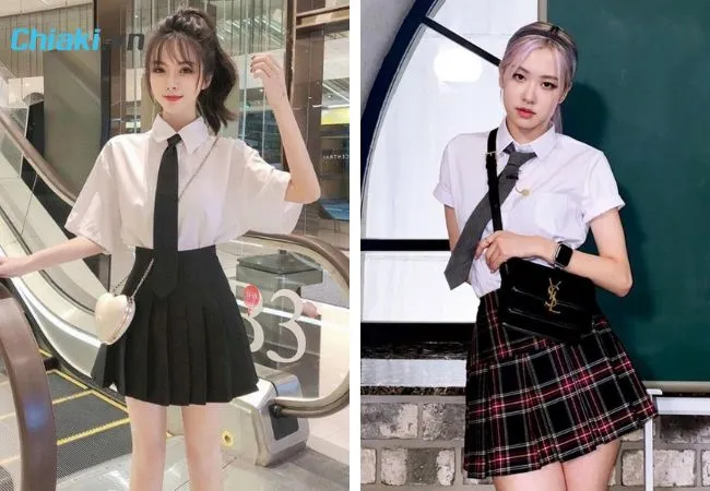 Phối ch&acirc;n v&aacute;y tennis với &aacute;o sơ mi