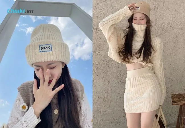 Phối mũ len với Outfit &ldquo;tone-sur-tone&rdquo; đồ len thanh lịch