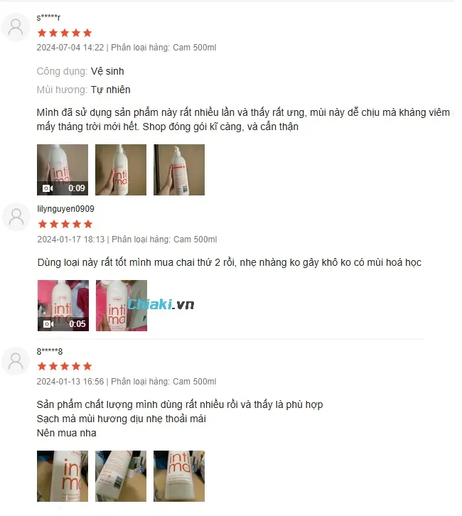 Đ&aacute;nh gi&aacute; của người d&ugrave;ng về vệ sinh intima m&agrave;u cam hỗ trợ chống vi&ecirc;m&nbsp;