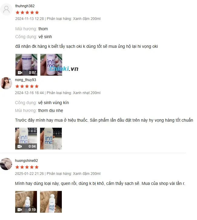 Đ&aacute;nh gi&aacute; của người về dung dịch vệ sinh intima xanh nhạt