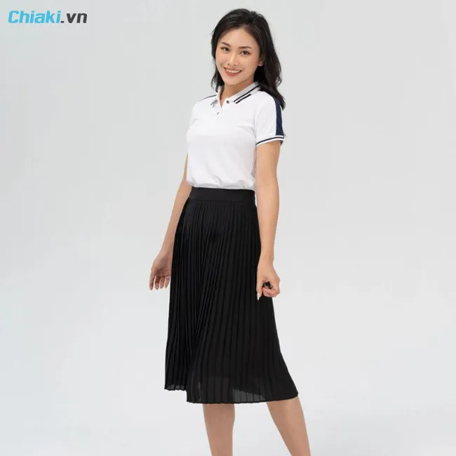 Mix ch&acirc;n v&aacute;y voan với &aacute;o polo