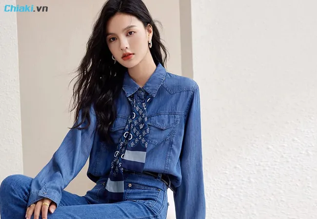 Những kiểu &aacute;o sơ mi H&agrave;n Quốc Denim d&agrave;i tay&nbsp;