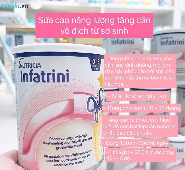 Sữa Infatrini l&agrave; sản phẩm sữa cao năng lượng tốt cho trẻ sơ sinh v&agrave; trẻ nhỏ