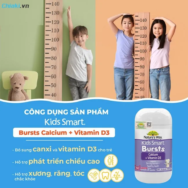 Canxi dạng vi&ecirc;n mềm Kids Smart Nature's Way th&iacute;ch hợp cho b&eacute; từ 6 th&aacute;ng tuổi