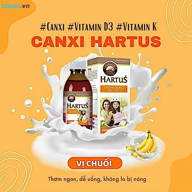 Canxi Hartus cho trẻ 4 th&aacute;ng tuổi c&oacute; vị chuối thơm ngon